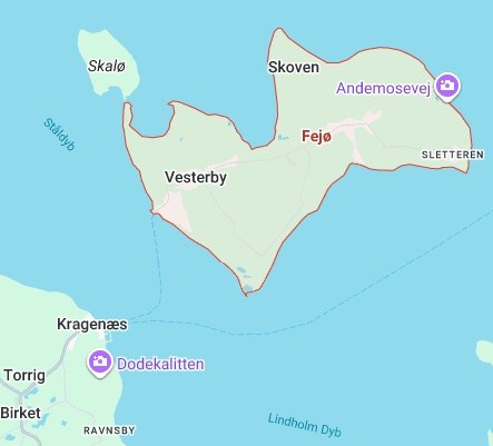 Kort over Fejø